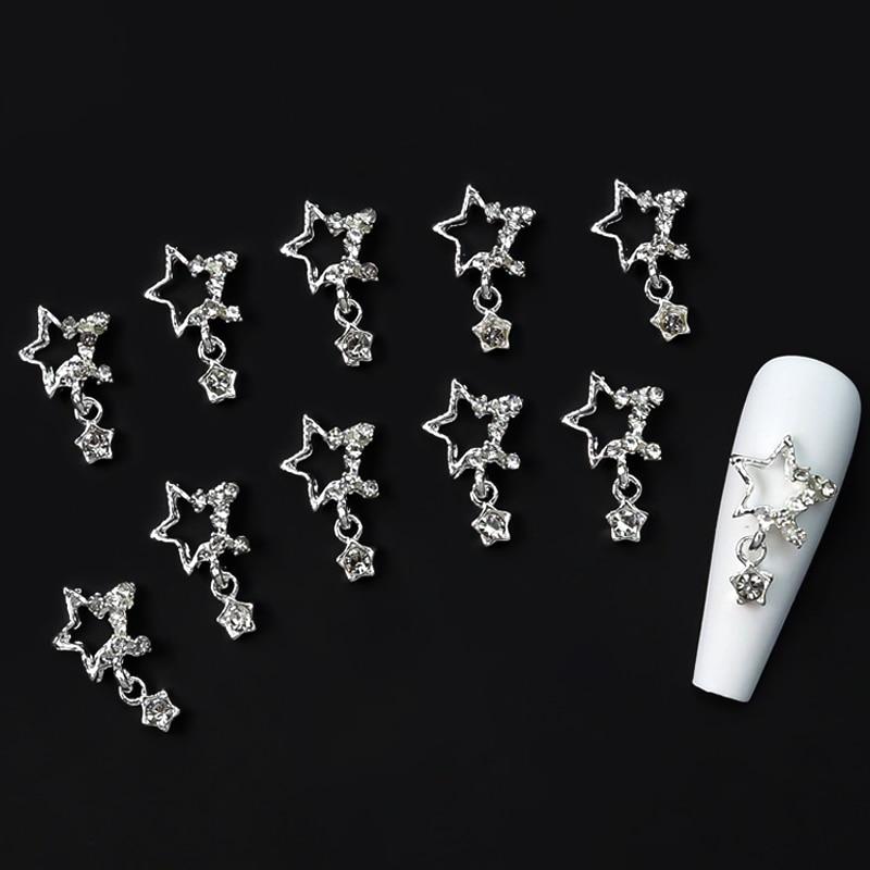 5/10 buc. Pentagram Star Nail Art Charm Inimă strălucitoare Saturn Planet Strasuri 3D Decorare unghii Sclipici Accesorii pentru manichiura unghiilor