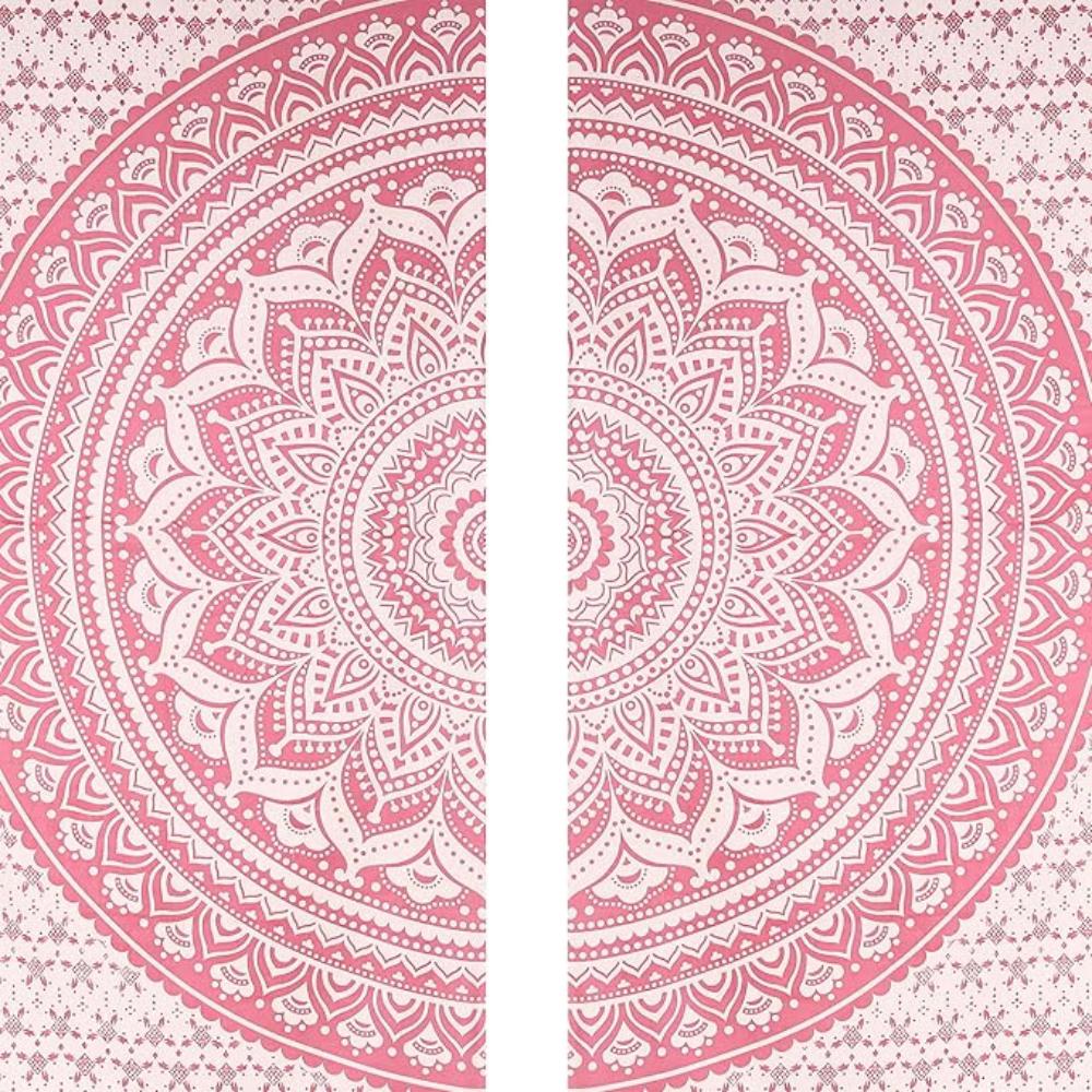 BLESS INTERNATIONAL Beautiful Indian Bohemian Psychedelic Hippie Ombre Window Curtain Panels for Bedroom, Living, Balcony (Pink Omra)