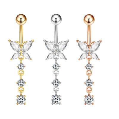 Butterfly Zircon Belly Button Ring - Creative Navel Piercing Jewelry
