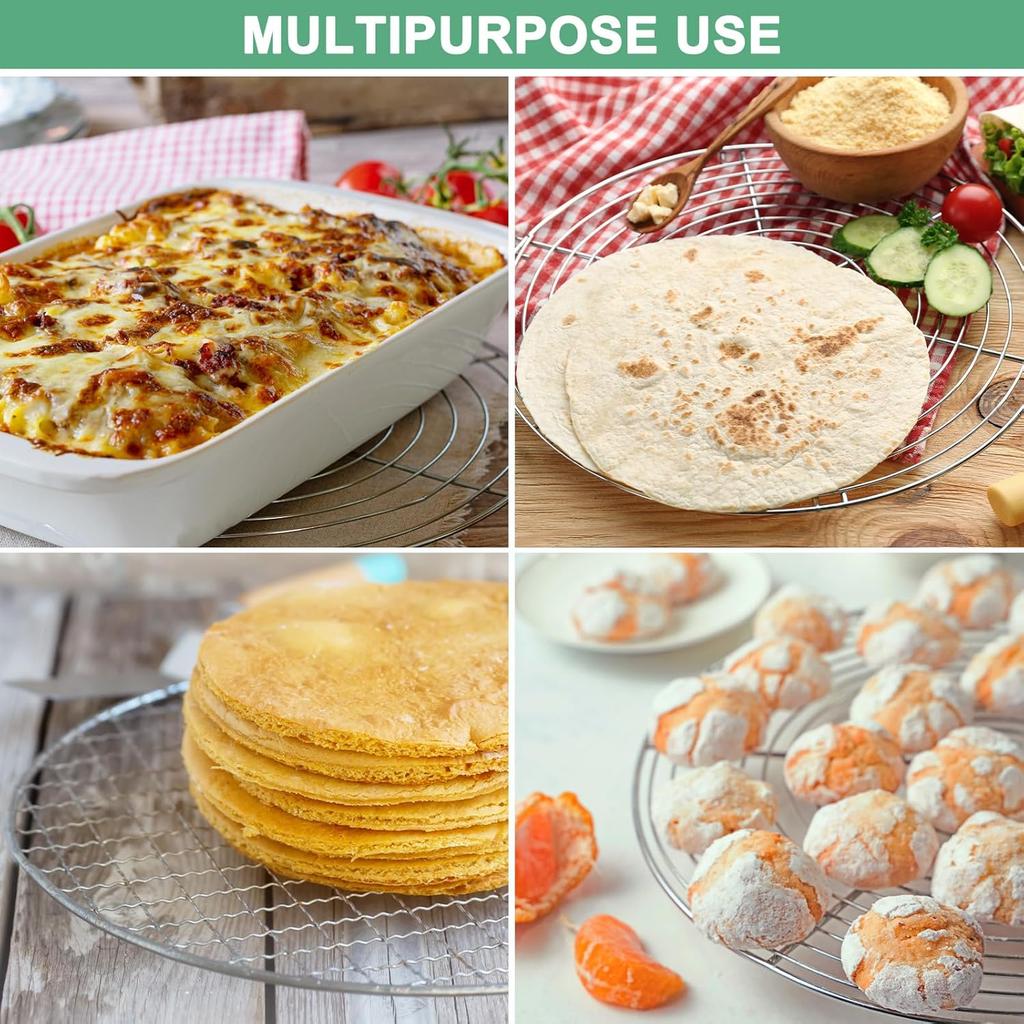 Cooling Rack, 8" Round Stainless Steel Baking Rack for BBQ/Cooking/Roasting/Grilling/Steaming/Drying, Wire Cooling Rack for Baking [Silver]