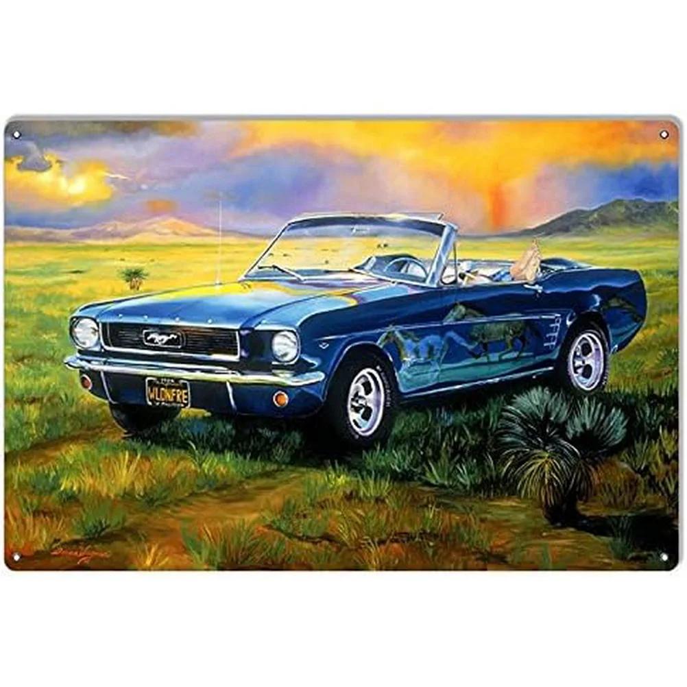 Car Motorcycle Racing Metal Tin Signs Mustang Poster Plate Wall Decor for Bars Game Room Man Cave Cafe Club Retro Posters Plaque