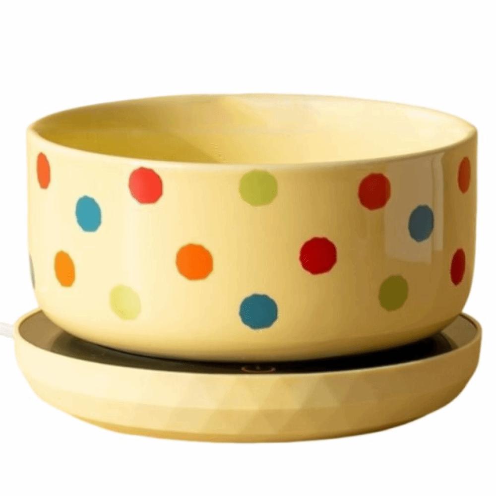 Ceramic Pet Heated Water Bowl Cartoon Anti-dry Burning Self-Heating Water Bowl Non-slip Noiseless Pet Drinking Dispenser