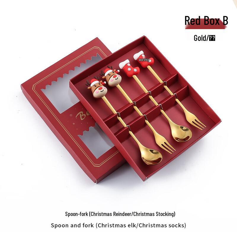 WA Fun Doll Christmas Stainless Steel Cutlery Set 4-Piece Set