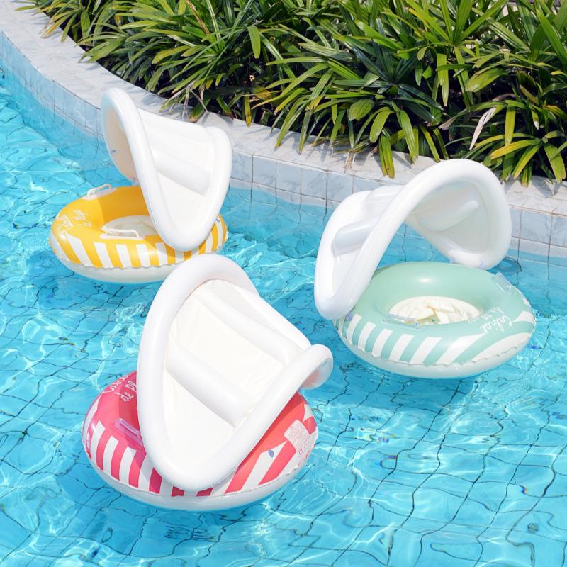 Large Toddler Boat-Themed Swimming Ring with Canopy & Steering Wheel