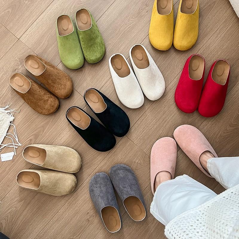 Lazy Shoes French Retro Outer Wear Boken Shoes Slippers One Pedal Versatile Casual Half Drag Early Spring New Bag Head Drag
