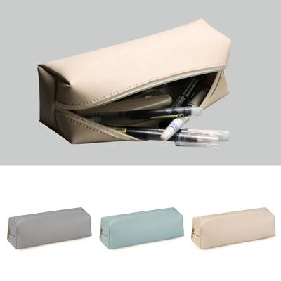 Student School Supplies Large Capacity Pu Leather Pencil Bag Stationery Holder Case Storage Box Zipper Pencil Pouch