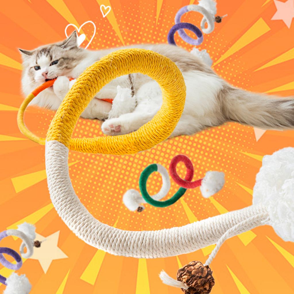 Plush Cotton Rope Cat Toy Interaction Cat Teaser Stick Self Teasing Cat Active Toy Exercising Activity Entertainment Toy