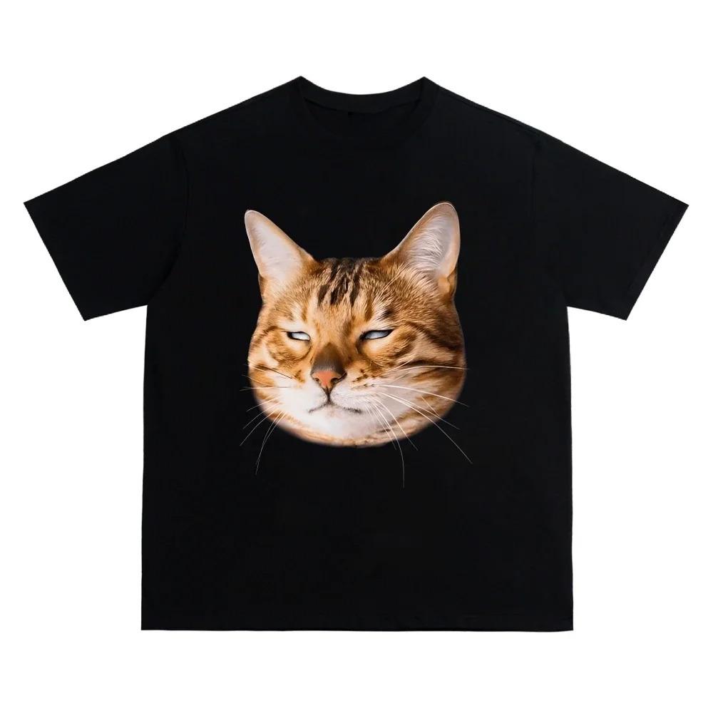 Kätzchen Avatar Bluse Damen T-Shirt Weiblich Y2k Kleidung Mädchen Kawaii Oberteile Haustier Druck Streetwear Niedliche Katze Grafik Kleidung