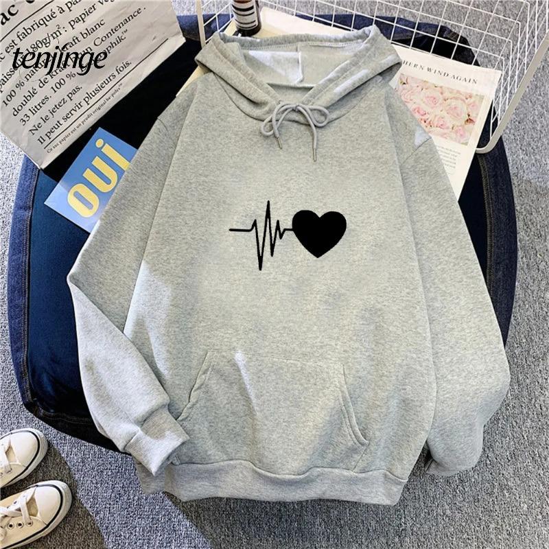 Loose Oversized Hooded Sweatshirt for Women, Wool Printed Sweatshirt, Comfortable Casual Streetwear, Fashionable