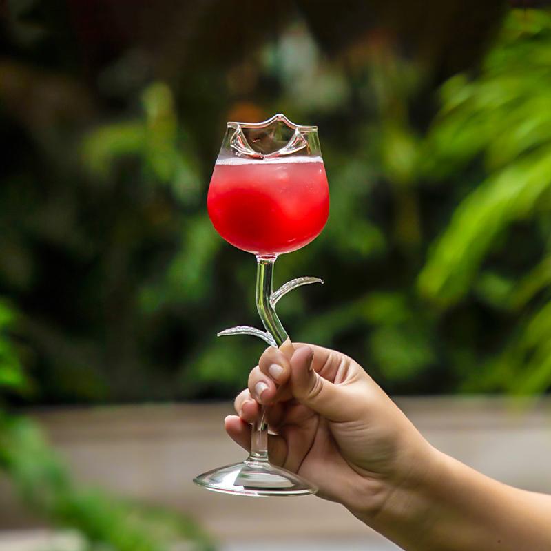 Bicchiere da champagne a forma di rosa, bicchiere da vino rosso, bicchiere da cocktail da bar, bicchiere da coppa per San Valentino e matrimonio