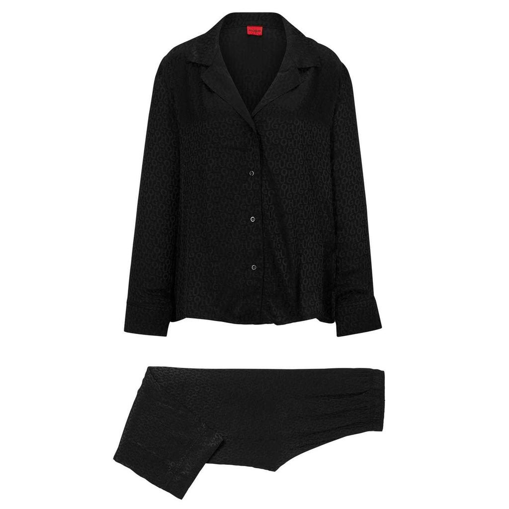 Hugo Womens/Ladies Satinoir All Over Logo Long Pyjama Set