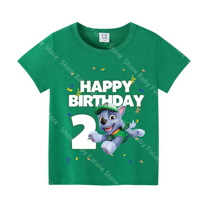 Round Neck Cartoon Cotton T Shirt for Boys Girls Cute Rocky Summer Birthday Number Tee Shirt Clothes Anime Tops Gifts