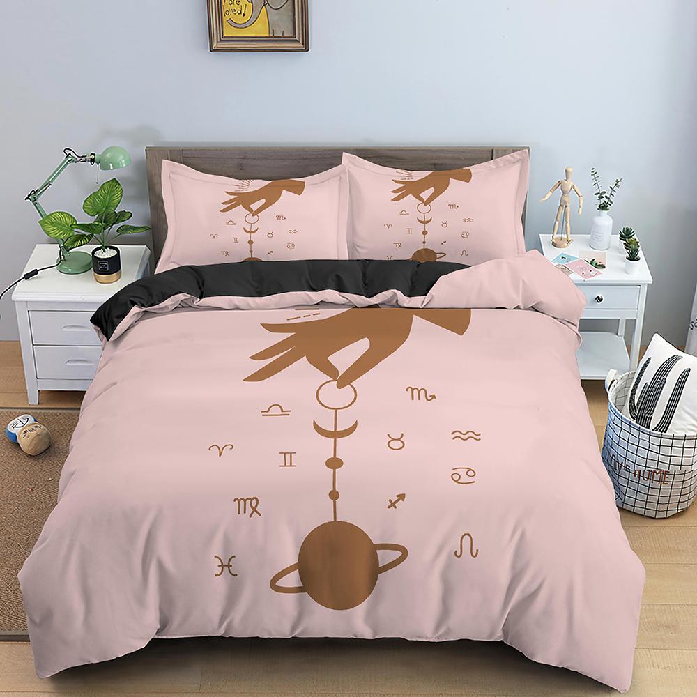 Psychedelic Duvet Cover Set Moon Sun Hand Bedding Set Personalized Polyester Comforter Cover Queen King Full Size for Kids Teens