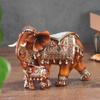 Wood Grain Mother and Child Elephant Statue, Southeast Asian Style Home Decor, Bedroom, Living Room, Study Desk Decoration