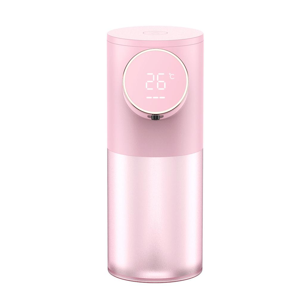 Pink Foaming Soap Dispenser Rechargeable Hand Free Automatic Soap Dispenser With Temperature Display