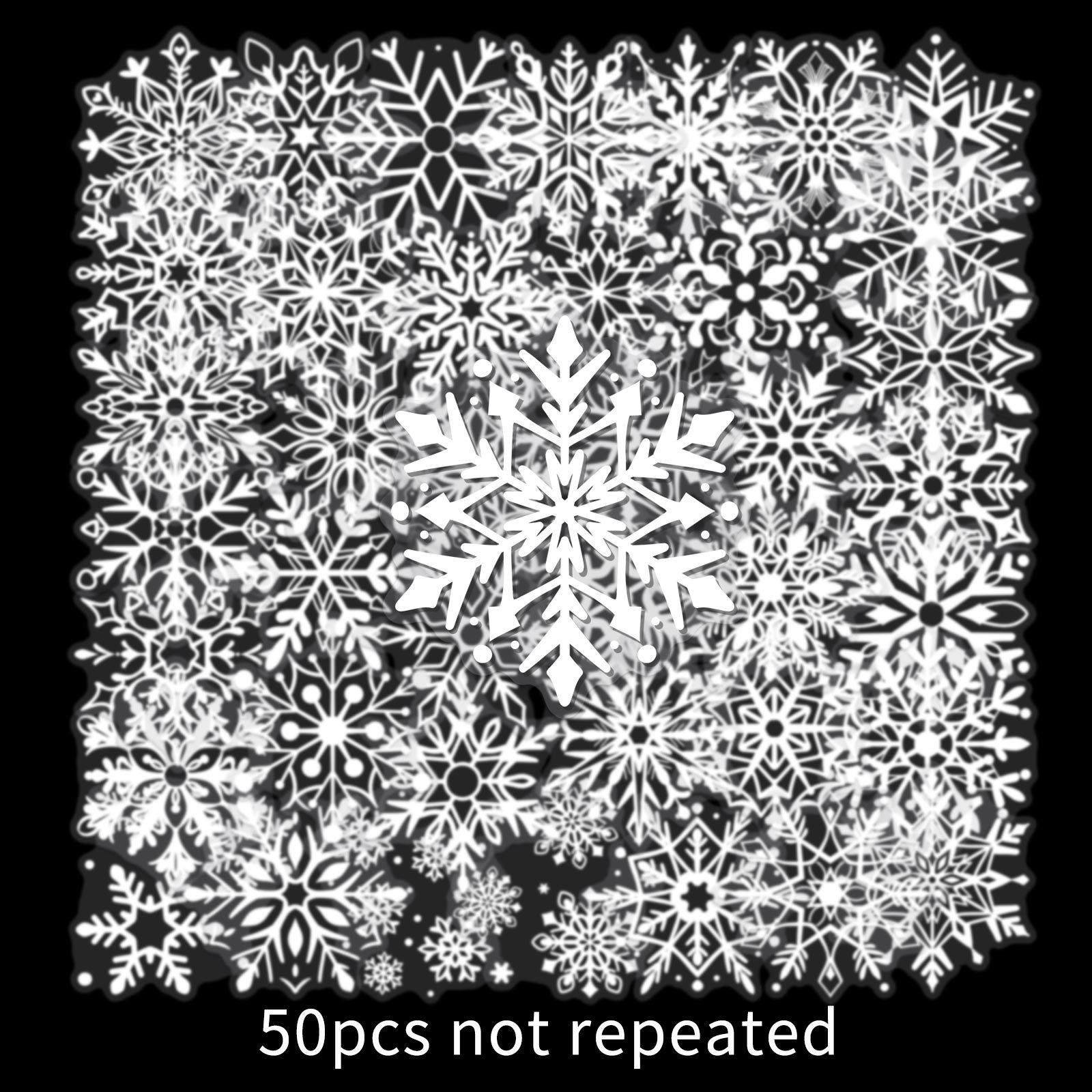 

50 Transparent Original Snowflake Stickers for A Fresh and Clean Christmas Decoration, Water Cup Window Stickers
