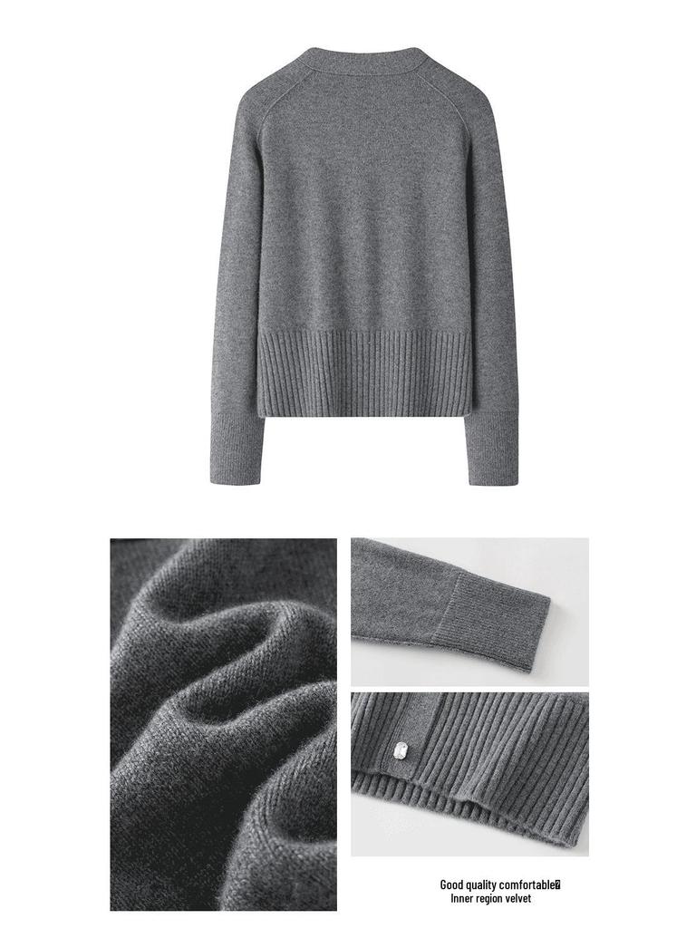 2025 Herbst/Winter Kaschmir-Cardigan mit V-Ausschnitt: Modischer, vielseitiger & locker sitzender Pullover