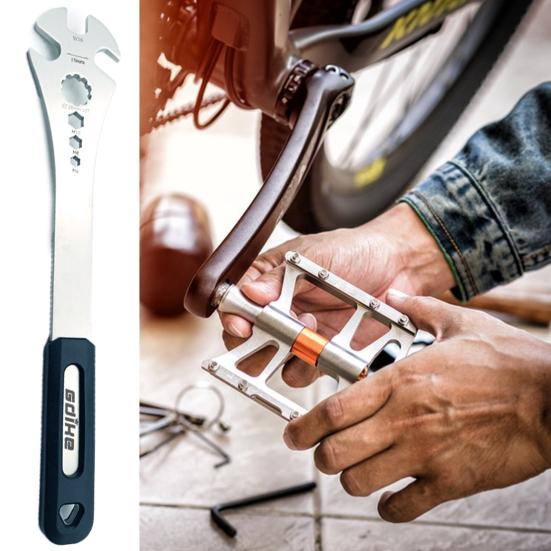 Bicycle Pedal Wrench Heavy Duty with Extra Long Handle Bicycle Pedal Disassembly Assembly Tool Mountain Road Bike Pedal Spanner for All Bike Types
