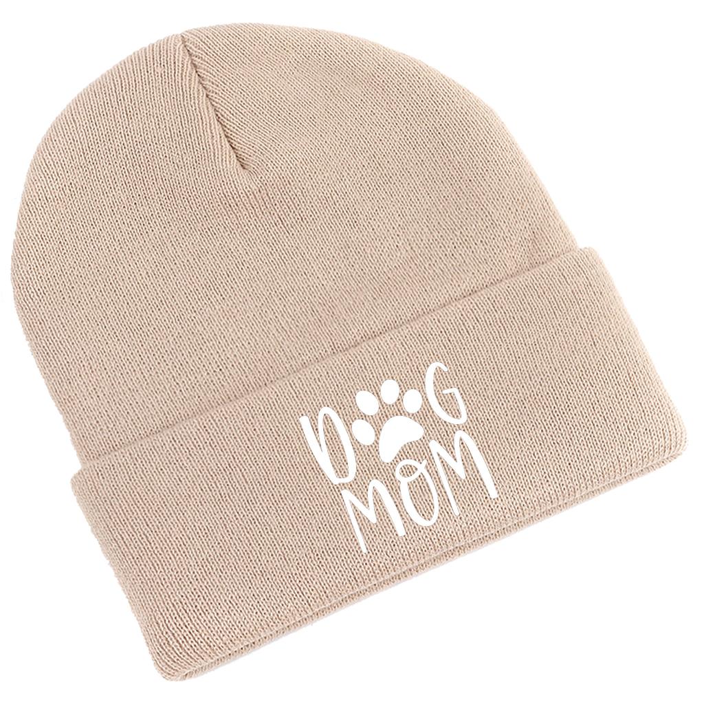 DOG MOM Print Winter Hats Unisex Warm Knit Hat Beanie Hats For Man Leisure Simple Knitted Cap Beanie Ideal Choice For Hiking