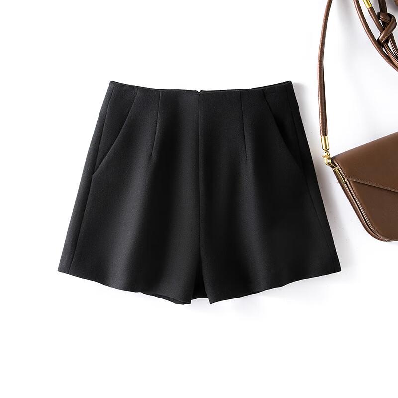 Women's High-Waist A-Line Woolen Shorts