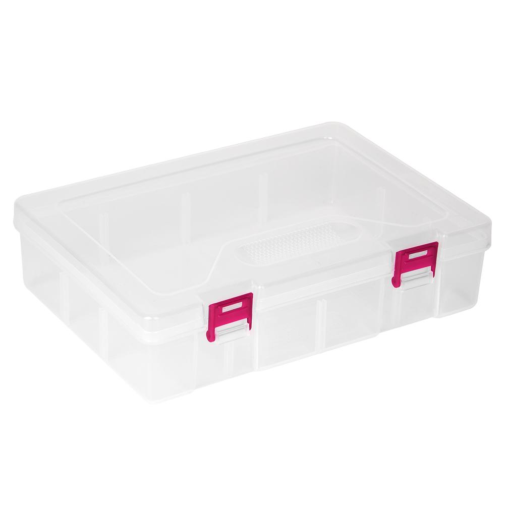 Прозрачный пластиковый ящик для хранения Настольный органайзер Контейнер для хранения Контейнер для ювелирных изделий Красная защелка