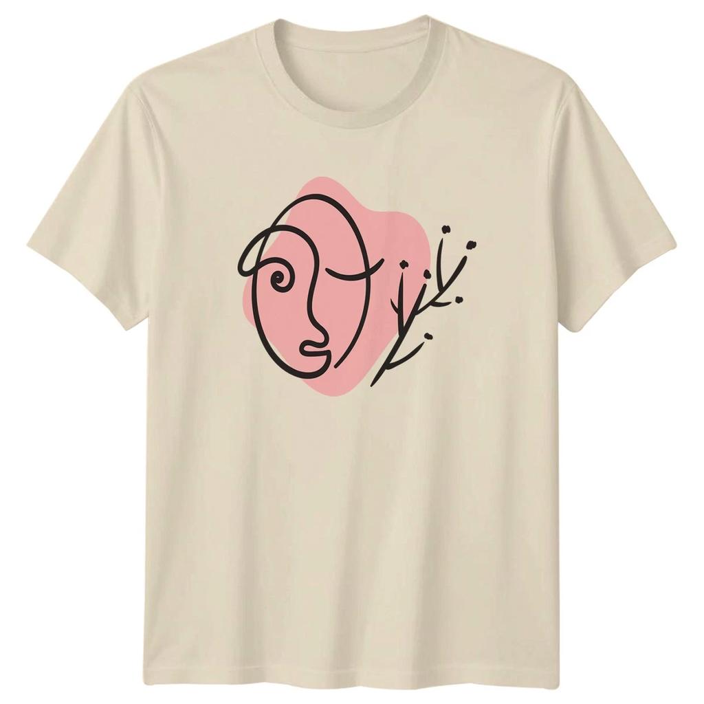 Minimalist Face Line Art T-Shirt Boho Aesthetic Modern Art Birthday Gift