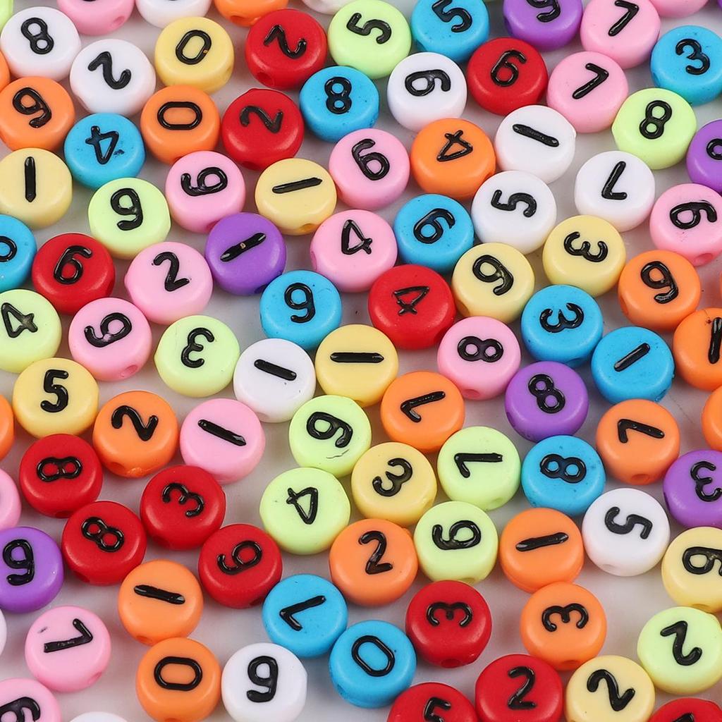 4x7mm 100Pcs Mixed English Letter Number Acrylic Flat Beads for DIY Jewelry Making Bracelet Necklace