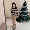 Lazy Wind Autumn and Winter Striped Pullover for Women's Autumn and Winter New Wear Loose Knitted Sweater for Women