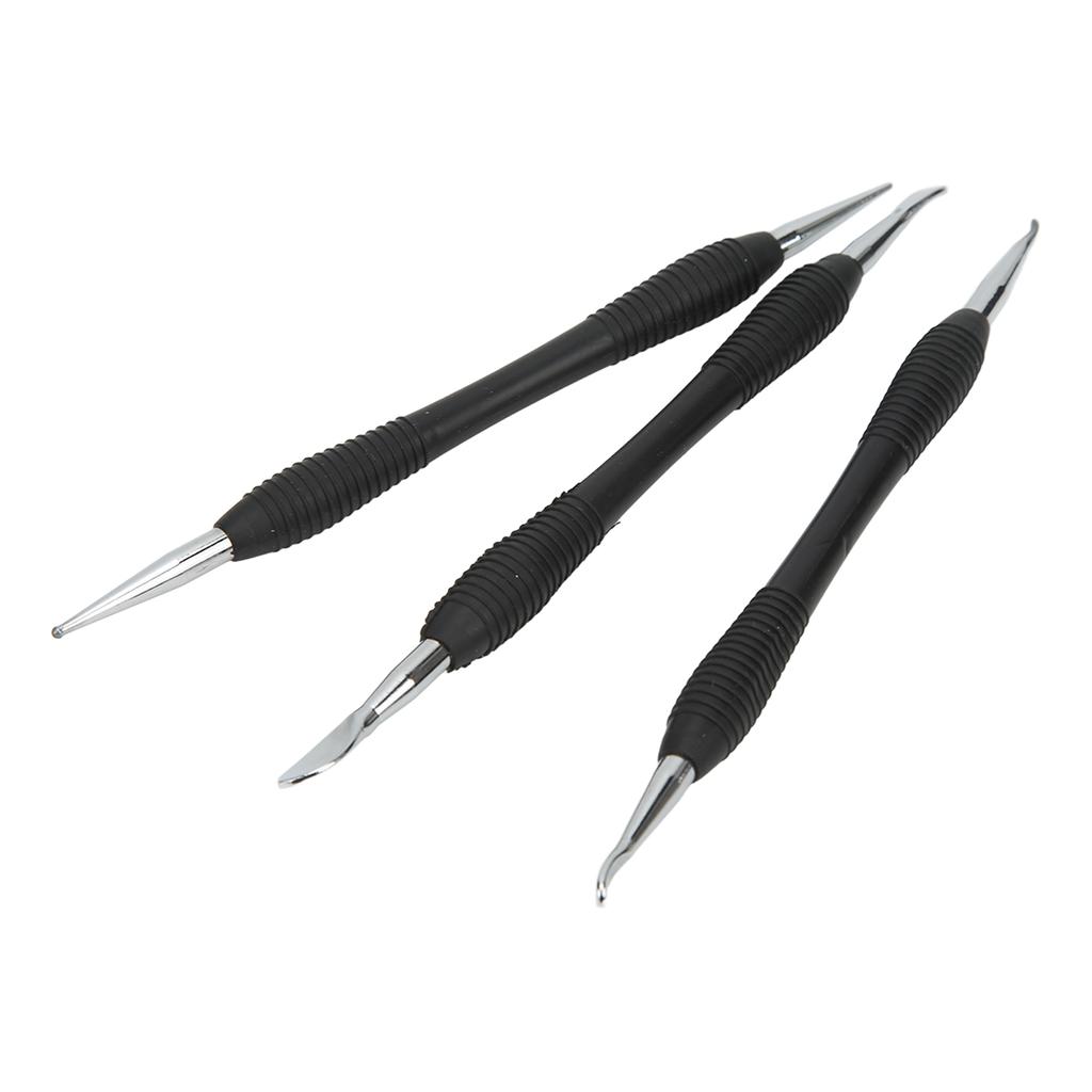 3Pcs Leather Craft Modeling Tools Different Sizes Shapes Strong Stainless Steel DIY Leather Press Rub Tool for Household