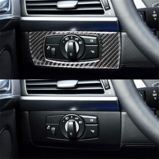 Carbon Fiber Interior Headlight Control Cover Trim For BMW X5 E70 X6 E71