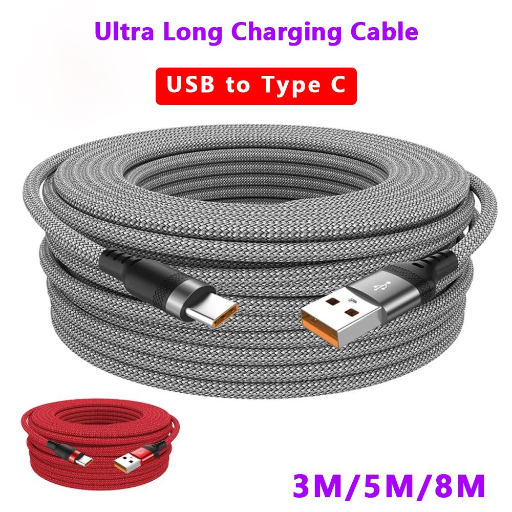 66W 6A Ultra Long USB Type C Fast Charger Cord Braided For Samsung Galaxy S24 Xiaomi  Phone Charger USB C Distance Charge