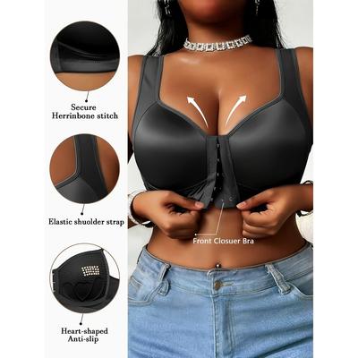 Smooth Fabric Front Buckle Gathering Bra for Women In Plus Size Without Steel Ring, Anti Sagging and Lifting Bra