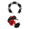 White Vintage Skulls Headdress Rose Headwear for Girls Halloween Hair Hoop Cosplay Ghost Rose Hair Hoop