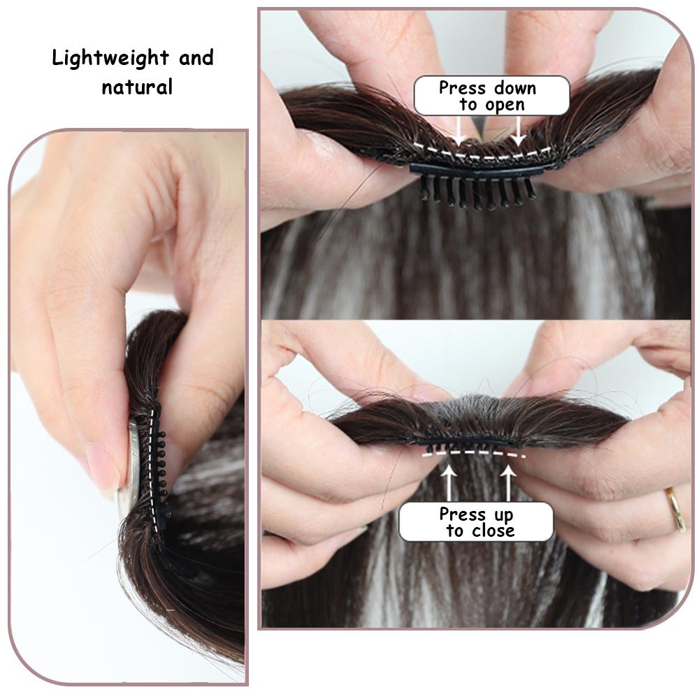 Black Brown Bangs Wig Hair Extension Synthetic Wig Women Clip Style Bangs