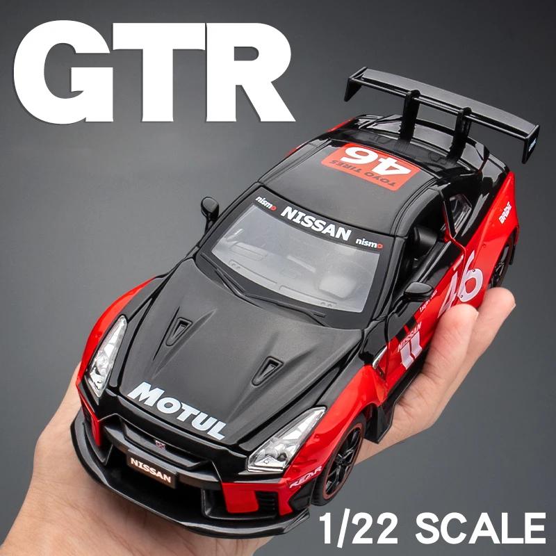 1/22 Nissan GTR Alloy Model Car Diecast Metal Toy Car Sound & Light Children Boys Toys Vehicle Collection Gifts A594
