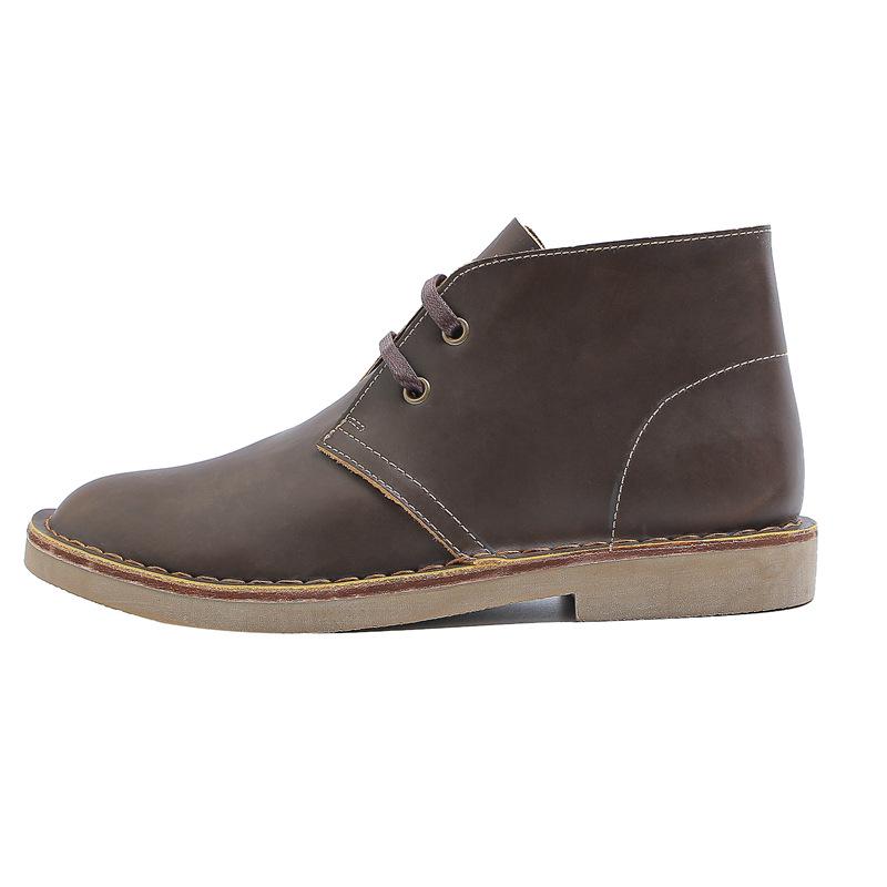 Spring/Summer Crazy Horse Leather British-Style Men's Desert Boots - Mid-Cut Lace-Up Cowhide Martin Work Boots