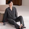 Men's 100% Cotton Long-Sleeved Pajama Set, Spring/Fall Cardigan, Loose Fit