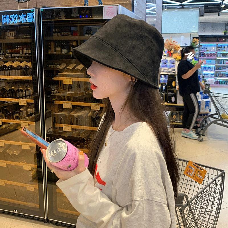 

Панама осенне-зимняя однотонная с закрытием лица, трендовая, для маленького лица, универсальная, черная, шляпа-ведро, шляпа-панама One size (adjustable) чёрный