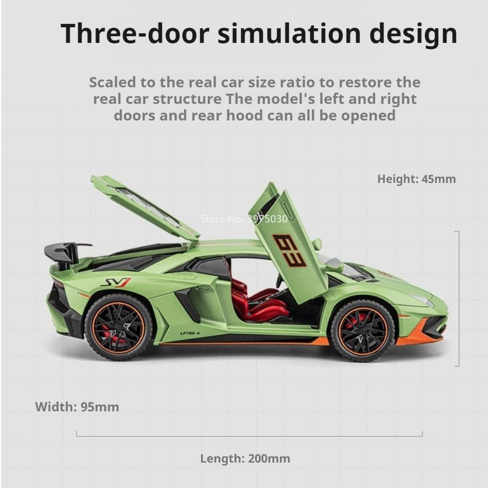 Scale 1:22 Supra LP780 Sports Car Model Toy Doors Opened Alloy Diecast Music Light Pull Back Models Presents for Children
