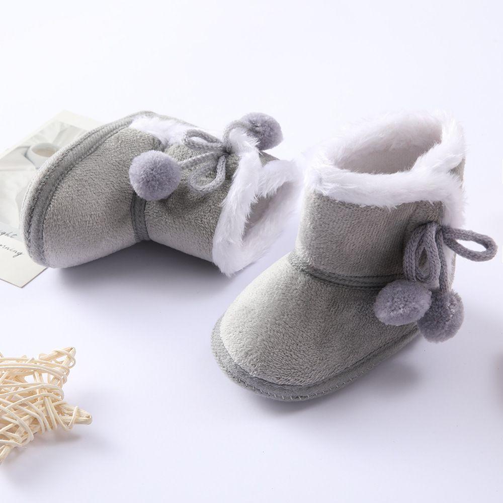 On Anti Skid Bottom Baby Girls Boys Plush Fur Winter Warm Boots Newborn Toddler Flat Snow Boots