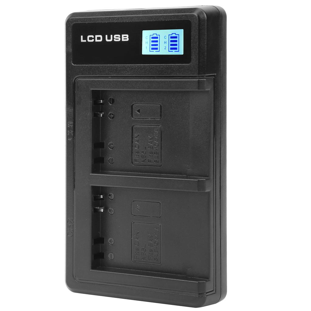 Portable Camera Battery Charger for NB‑6L USB Camera Dual Charger with LCD Display