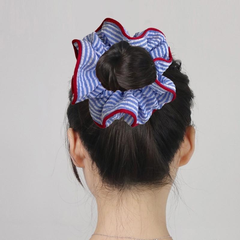 Gestreiftes Muster Haarseil Haarknoten Scrunchies Elastisches Haarseil Großer Haar-Scrunchy Stirnbänder Damenaccessoires