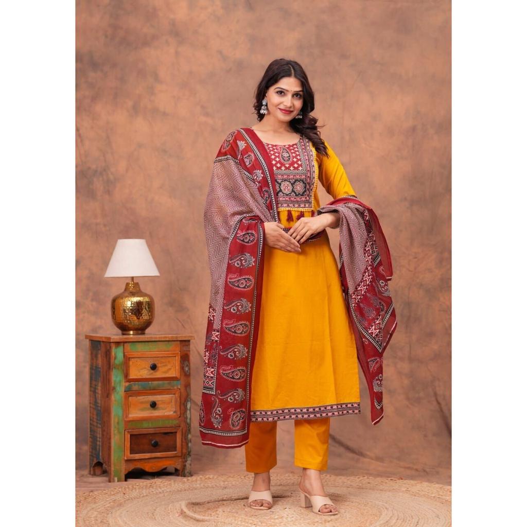 Indian Pakistani Kurti Pant Dupatta Set Women Designer Party Wear Salwar Suit VF-3004