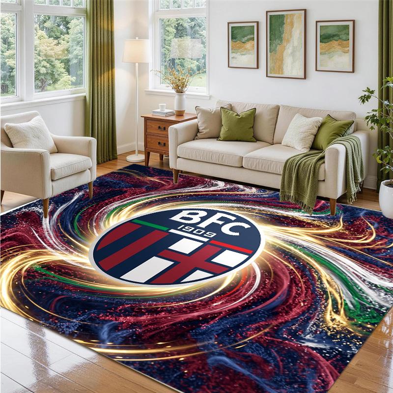 Bologna FC Design Crystal Velvet Rug Soft Decorative Mat for Bedroom Entrance