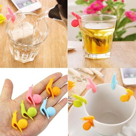 

5Pcs Tea Bag Holder Cute Snail Shape Soft Silicone Cup Mug Hanging Tool Gift