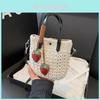 Womens Casual Knitted Solid Color Tote Bag With Polyester Lining For Daily Use And Shopping