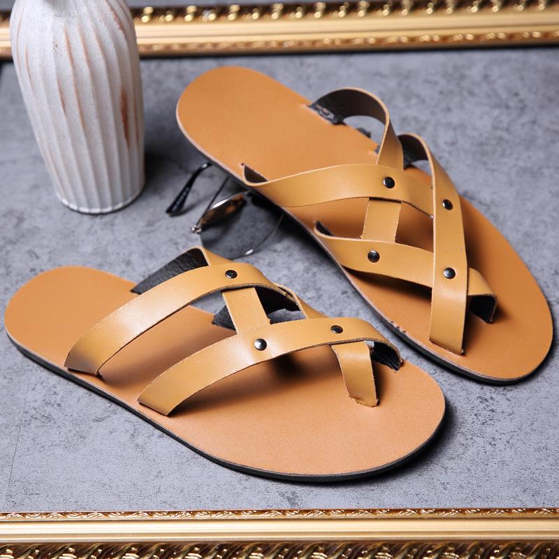 Fashion Summer Fashionable Men Slippers European American Lightweight and Comfortable Business Flip-flops Beach Shoes Men Sizes 38-44
