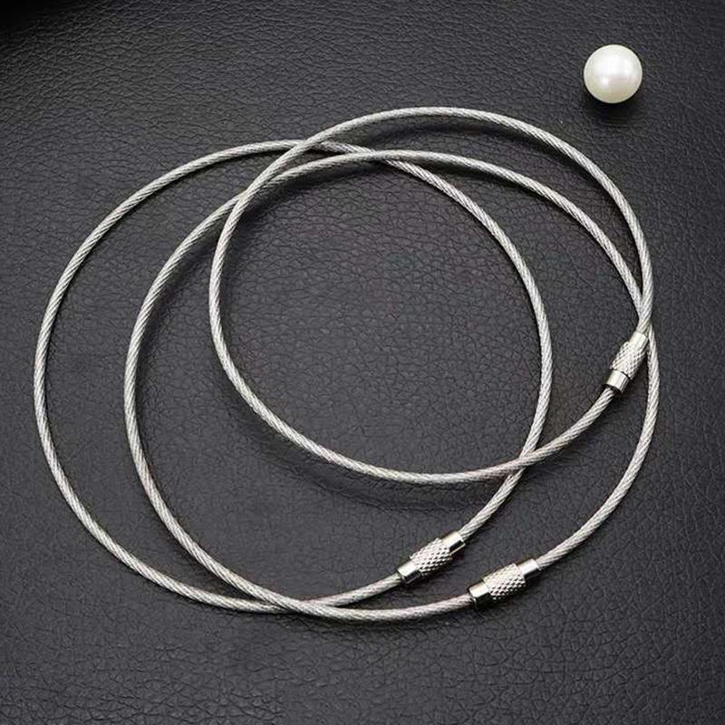 10PCS Screw Locking Wire Rope Key Chain 110MMx1.5MM Durable Stainless Steel Keyring Gadget Outdoor Tool DIY Camp Luggage Tag ZYF