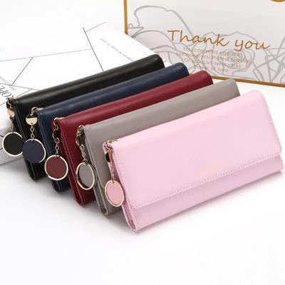 Fashion Women PU Leather Long Wallets Multi-functional Fold Purse Fresh Female Clutch