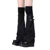 Harajuku Aesthetic Solid Color Leg Warmer Long Socks for Women Punk Buckled Strap Fastener Flared Leg Sleeves Streetwear